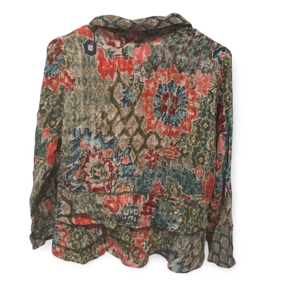 HABITAT EUC WOMENS TOP BLOUSE SHIRT GREEN BLUE RED CASUAL DRESSY WINTER SZ S - Picture 3 of 3